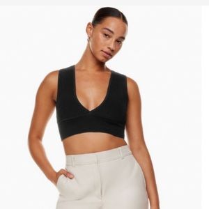 🆕 Aritzia Babaton Black Stretchy Crop Top  (Fabric Nylon-Spandex). Small.
